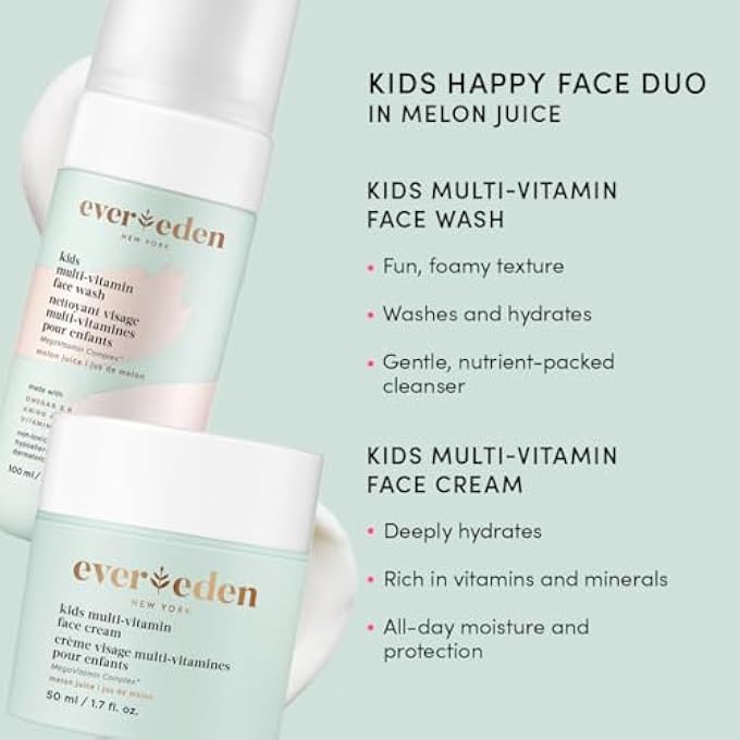 Evereden HAPPY KIDS FACIAL & LIP CARE ROUTINE: MULTIVITAMIN FACIAL CLEANSER, MELON FACE CREAM & LIP OIL WITH SAKURA PINK COLOR, CLEAN & VEGAN SKIN CARE FOR KIDS MAY - Image 2